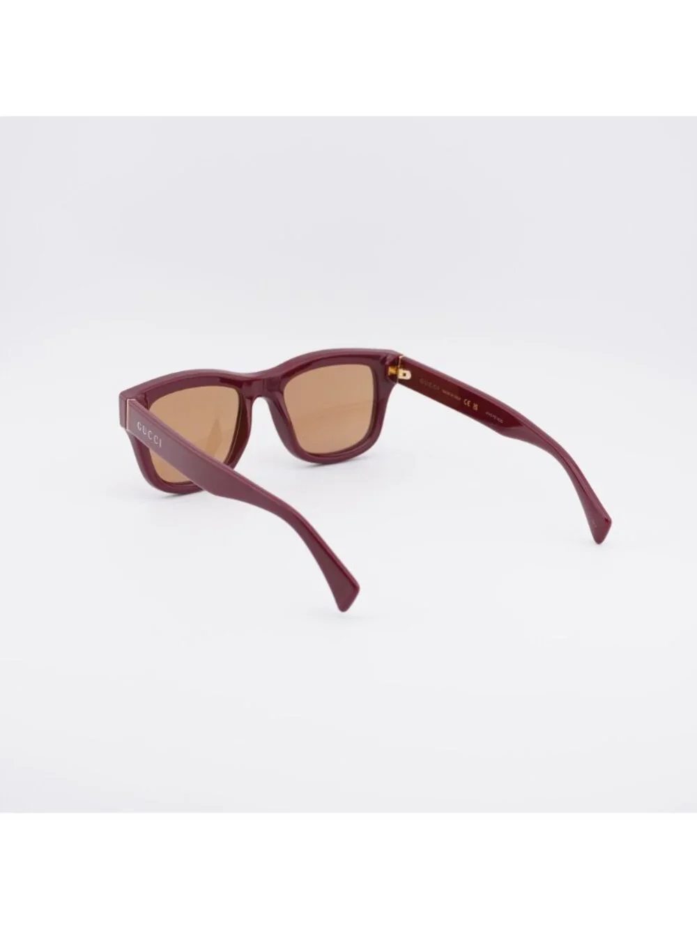 Gucci GG1135S 003 Sunglasses Burgundy Square Frame, Brown Lenses